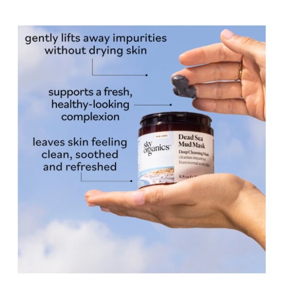 NEW - Sky Organics Dead Sea Mud Mask to Deeply Cleanse Face, 8.8 oz - Picture 2 of 5